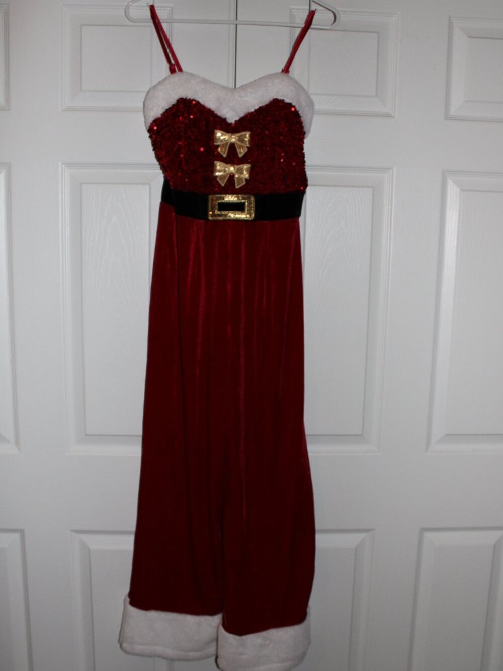 New SX Love on a Hanger Red Sequin Velvet Santa Jumpsuit